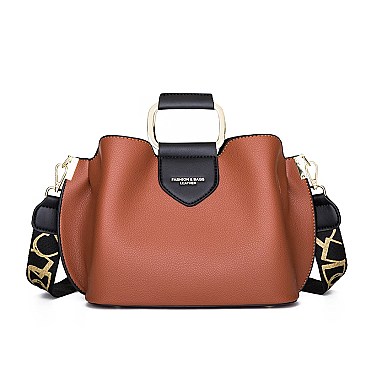 METAL HANDLE FANCYSATCHEL SHOULDER BOSTON BAG