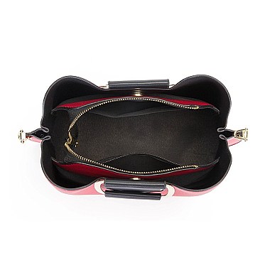 METAL HANDLE FANCYSATCHEL SHOULDER BOSTON BAG