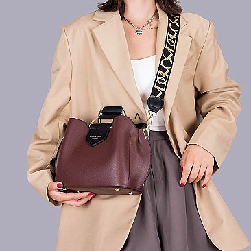 METAL HANDLE FANCYSATCHEL SHOULDER BOSTON BAG