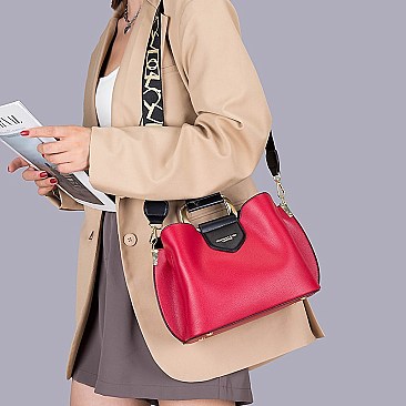 METAL HANDLE FANCYSATCHEL SHOULDER BOSTON BAG