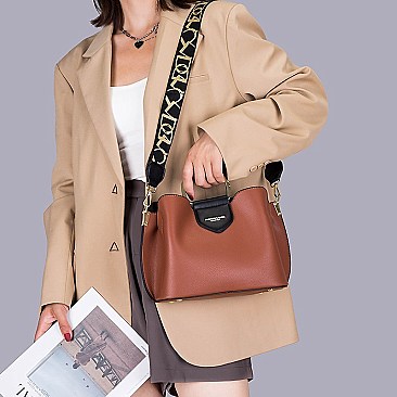 METAL HANDLE FANCYSATCHEL SHOULDER BOSTON BAG
