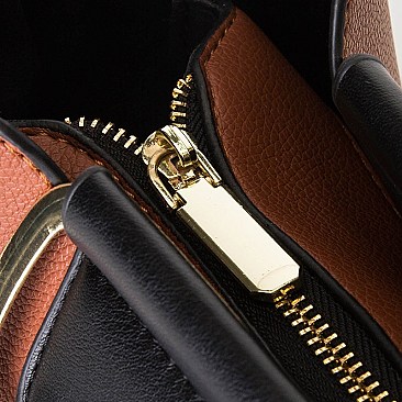 METAL HANDLE FANCYSATCHEL SHOULDER BOSTON BAG