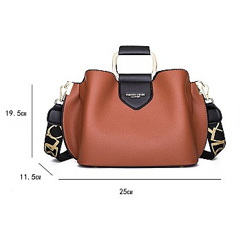 METAL HANDLE FANCYSATCHEL SHOULDER BOSTON BAG