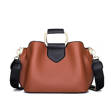 METAL HANDLE FANCYSATCHEL SHOULDER BOSTON BAG