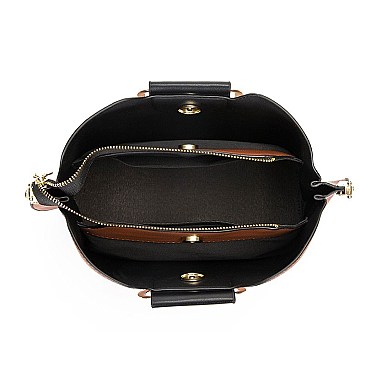 METAL HANDLE FANCYSATCHEL SHOULDER BOSTON BAG