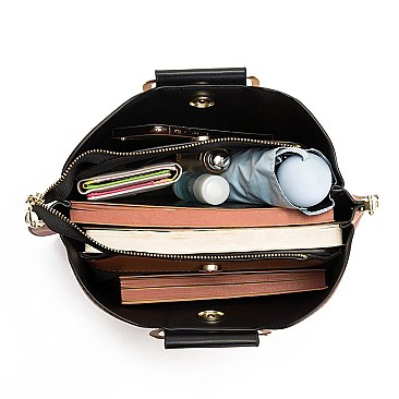 METAL HANDLE FANCYSATCHEL SHOULDER BOSTON BAG