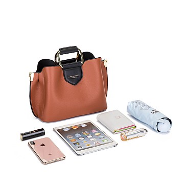 METAL HANDLE FANCYSATCHEL SHOULDER BOSTON BAG