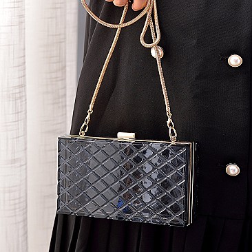 CLEAR ACRYLIC BOX CLUTCH WITH CHAIN