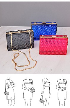 CLEAR ACRYLIC BOX CLUTCH WITH CHAIN