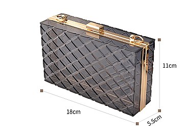 CLEAR ACRYLIC BOX CLUTCH WITH CHAIN