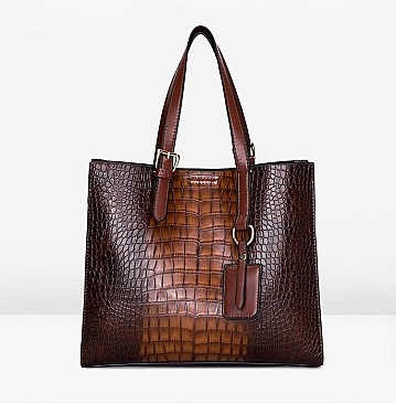 3 IN 1 CROCODILE PRINT TOTE CLUTCH WALLET SET