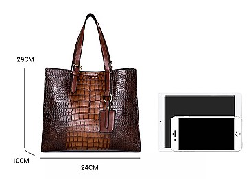 3 IN 1 CROCODILE PRINT TOTE CLUTCH WALLET SET