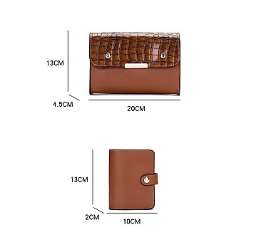 3 IN 1 CROCODILE PRINT TOTE CLUTCH WALLET SET