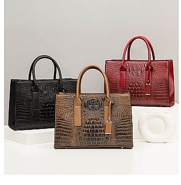 3 IN 1 Patent Croc Satchel Set - New