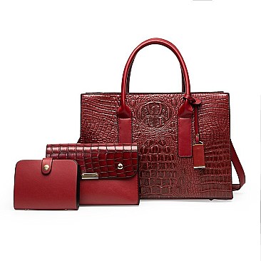 3 IN 1 Patent Croc Satchel Set - New