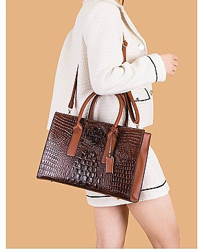 3 IN 1 Patent Croc Satchel Set - New