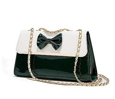 Patent Bo-Tie Accent Boutique Shoulder Bag