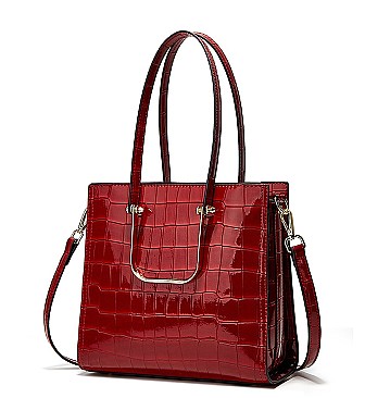 PATENT CROCODILE HIGH QUALITY SATCHEL