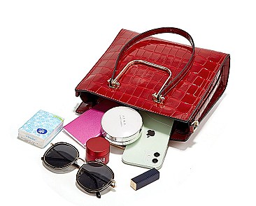 PATENT CROCODILE HIGH QUALITY SATCHEL