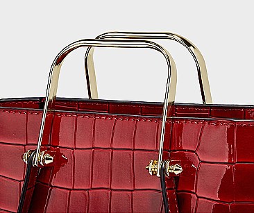 PATENT CROCODILE HIGH QUALITY SATCHEL