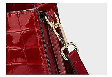 PATENT CROCODILE HIGH QUALITY SATCHEL