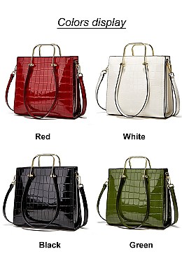 PATENT CROCODILE HIGH QUALITY SATCHEL