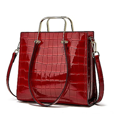 PATENT CROCODILE HIGH QUALITY SATCHEL