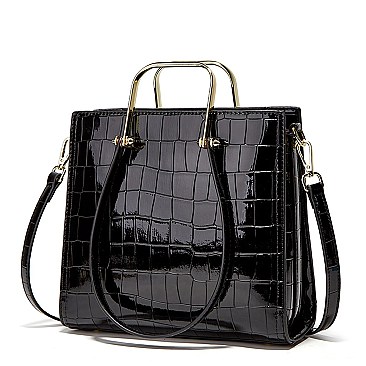 PATENT CROCODILE HIGH QUALITY SATCHEL