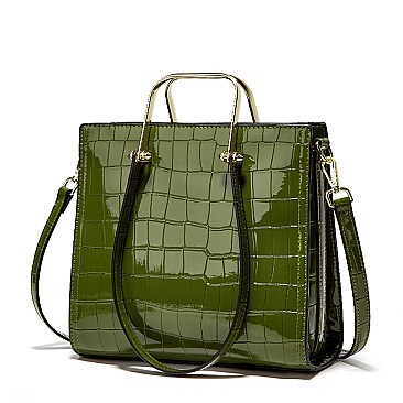 PATENT CROCODILE HIGH QUALITY SATCHEL