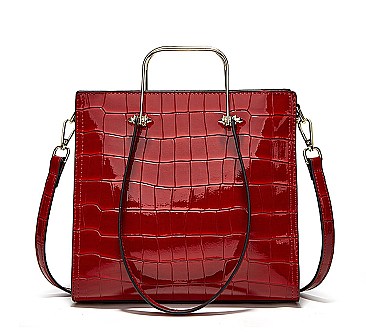 PATENT CROCODILE HIGH QUALITY SATCHEL