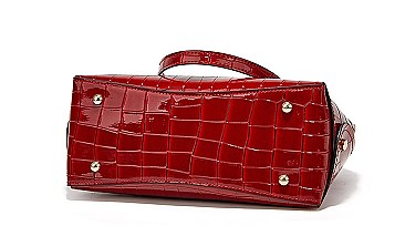 PATENT CROCODILE HIGH-QUALITY DOME SATCHEL