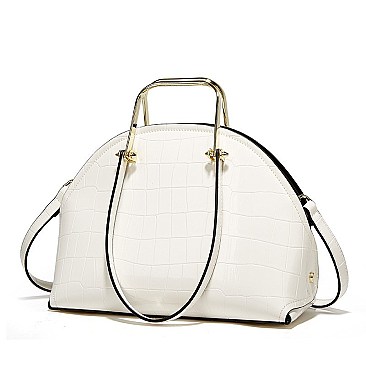 PATENT CROCODILE HIGH-QUALITY DOME SATCHEL