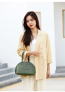 PATENT CROCODILE HIGH-QUALITY DOME SATCHEL