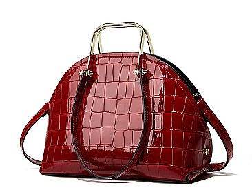 PATENT CROCODILE HIGH-QUALITY DOME SATCHEL