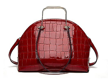 PATENT CROCODILE HIGH-QUALITY DOME SATCHEL