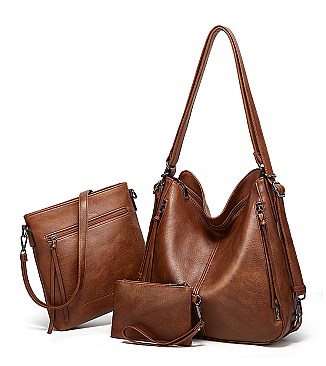 3 IN 1 Hobo Cross-body & Tassel Wallet Set