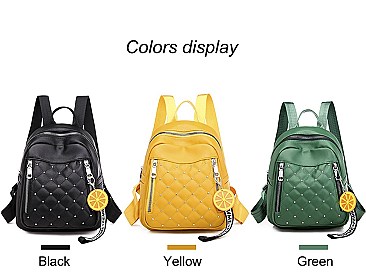 QUILTED - STUDDED CONVERTIBLE CHANGING SATCHEL / BACKPACK