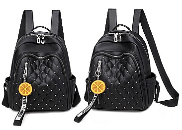 QUILTED - STUDDED CONVERTIBLE CHANGING SATCHEL / BACKPACK