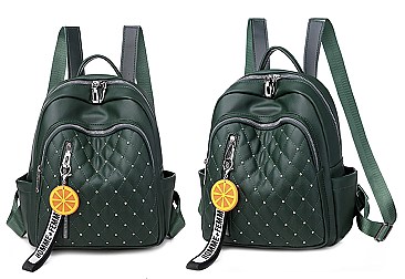 QUILTED - STUDDED CONVERTIBLE CHANGING SATCHEL / BACKPACK