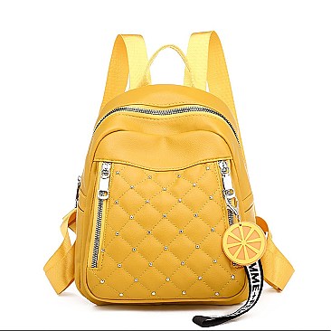 QUILTED - STUDDED CONVERTIBLE CHANGING SATCHEL / BACKPACK