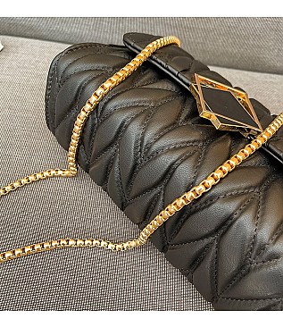 Quilted - Chevron Chain Shoulder Bag