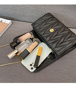 Quilted - Chevron Chain Shoulder Bag