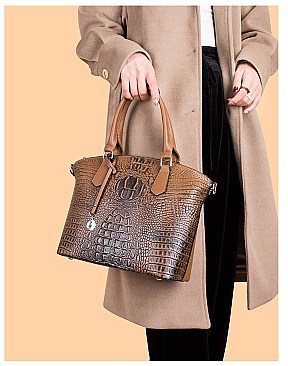 3 IN 1 CROCODILE PATTERN SATCHEL SET
