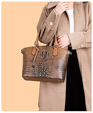 3 IN 1 CROCODILE PATTERN SATCHEL SET