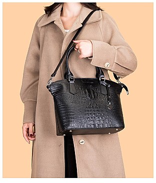 3 IN 1 CROCODILE PATTERN SATCHEL SET