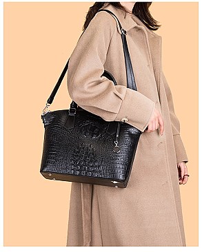 3 IN 1 CROCODILE PATTERN SATCHEL SET