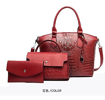 3 IN 1 CROCODILE PATTERN SATCHEL SET