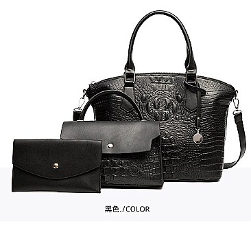 3 IN 1 CROCODILE PATTERN SATCHEL SET