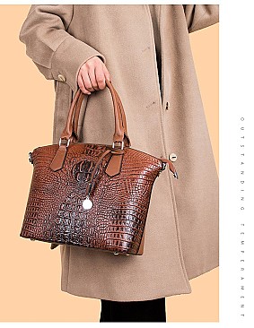 3 IN 1 CROCODILE PATTERN SATCHEL SET
