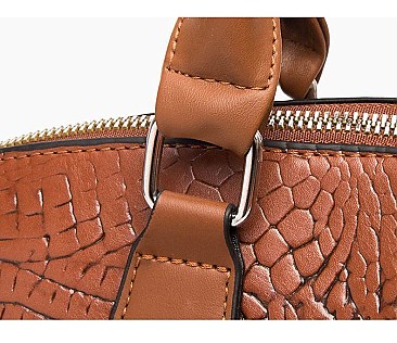 3 IN 1 CROCODILE PATTERN SATCHEL SET